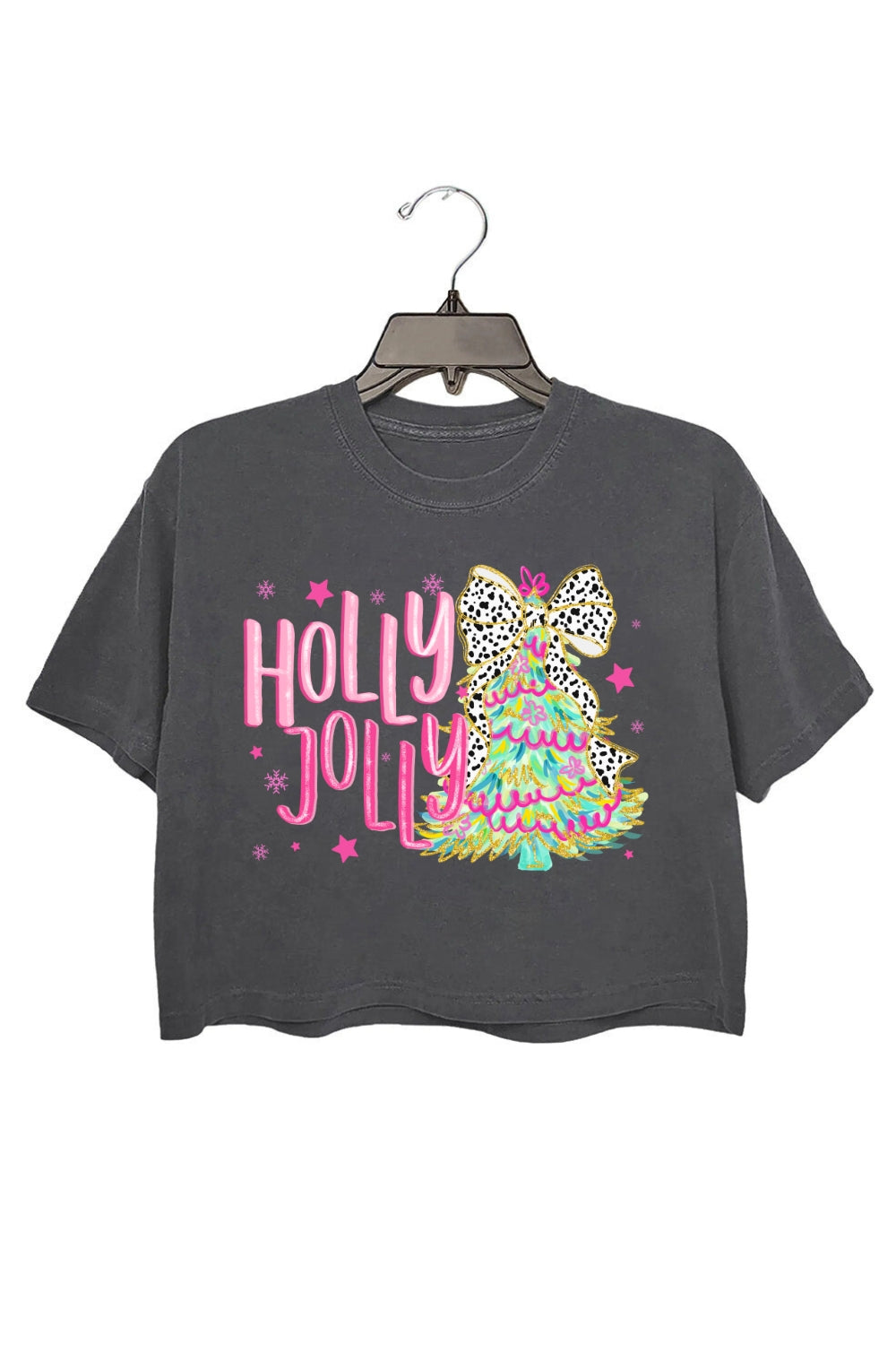 Colorful Glitter Holly Jolly Crop Top For Women