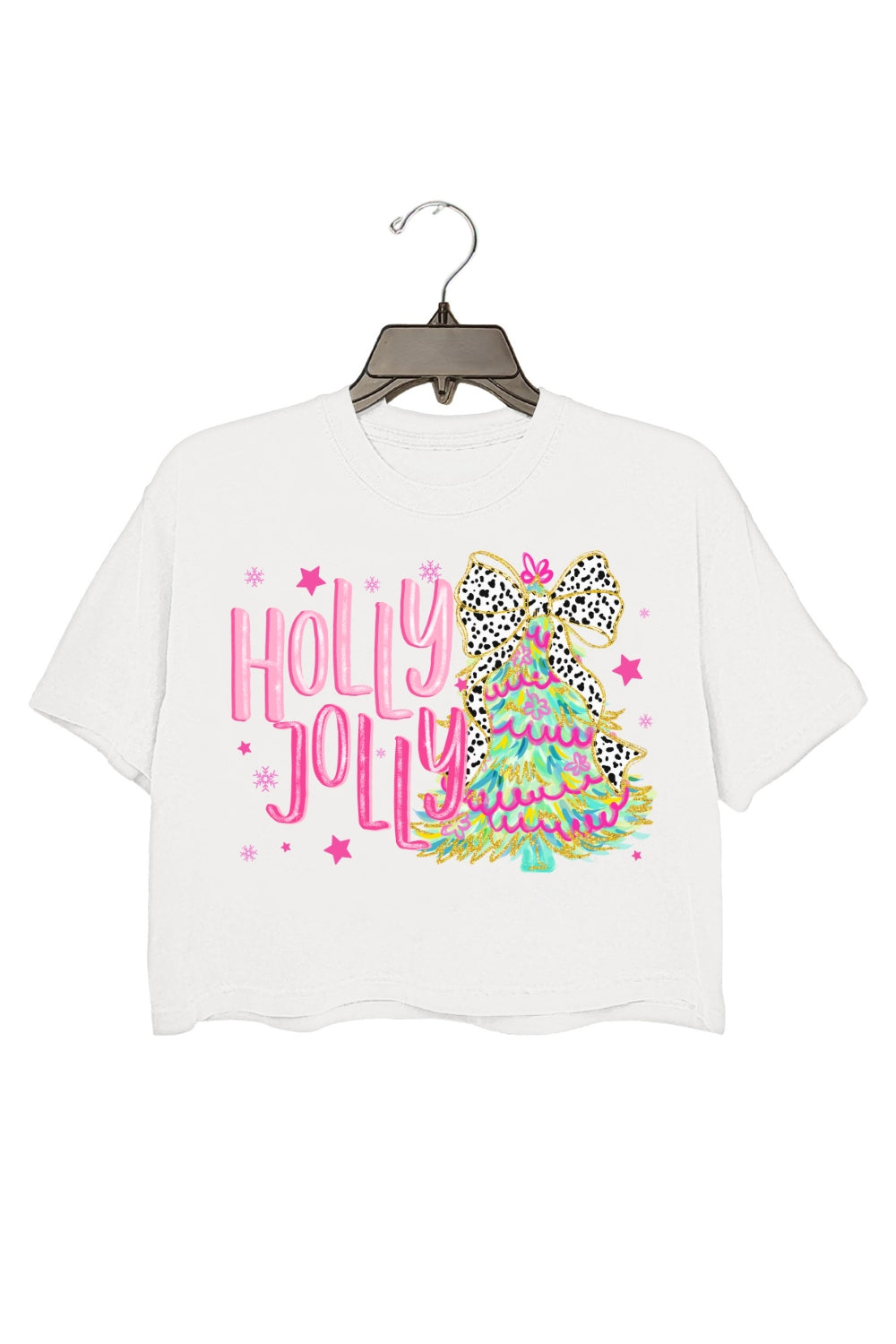 Colorful Glitter Holly Jolly Crop Top For Women