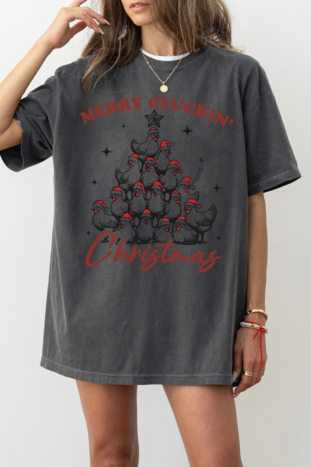 Merry Cluckin' Christmas Tee For Women
