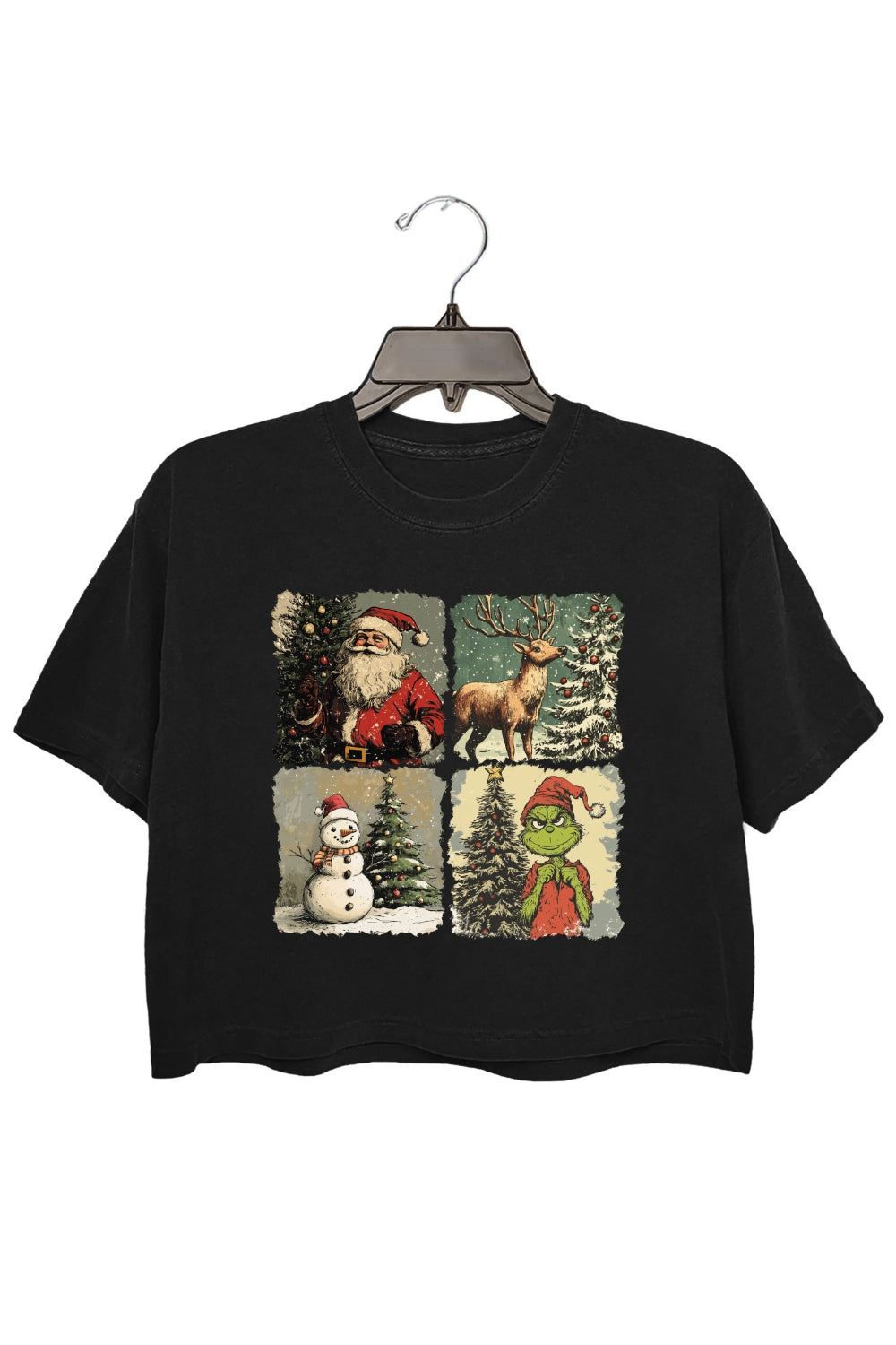 Retro Christmas Santa Claus Crop Top For Women