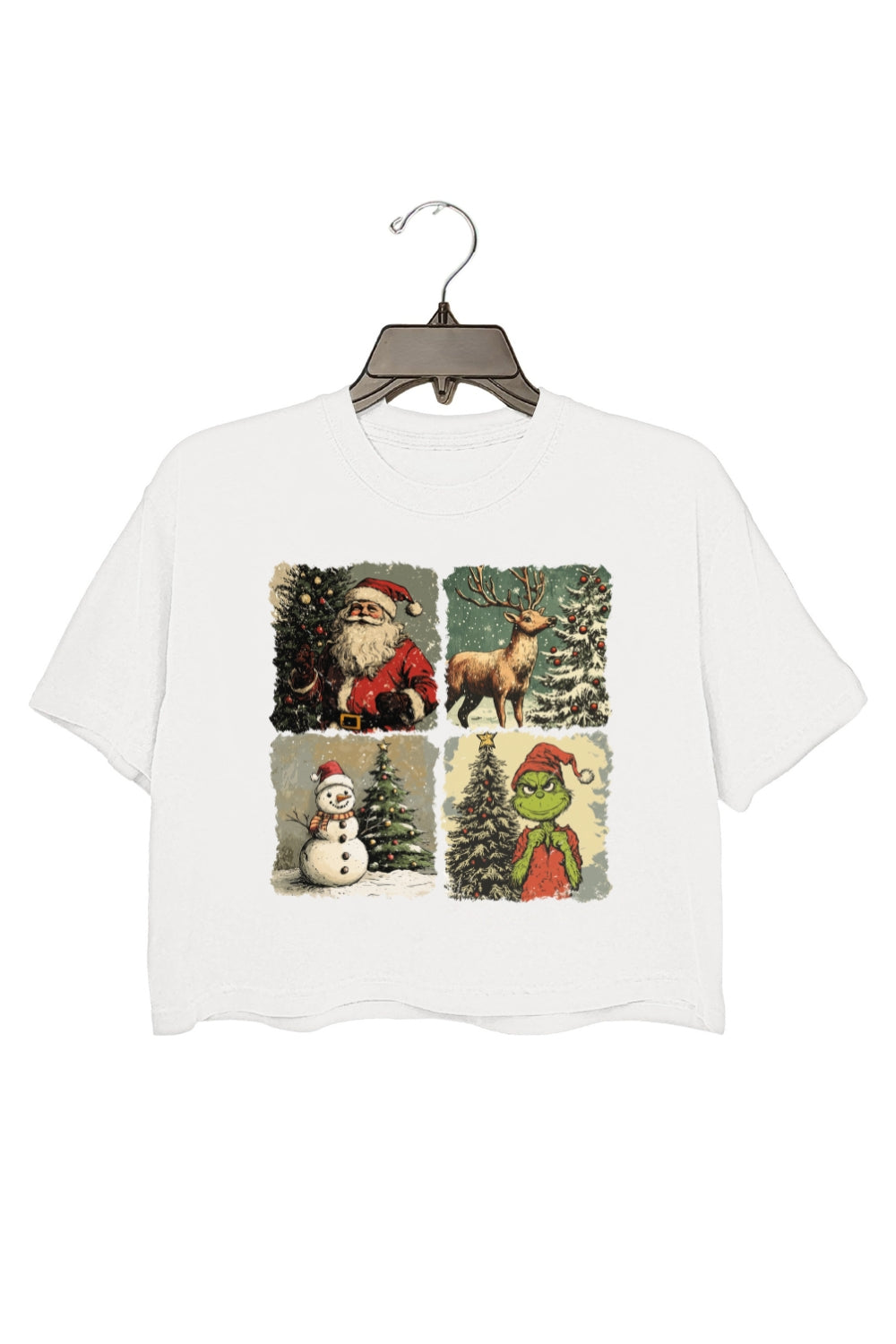 Retro Christmas Santa Claus Crop Top For Women