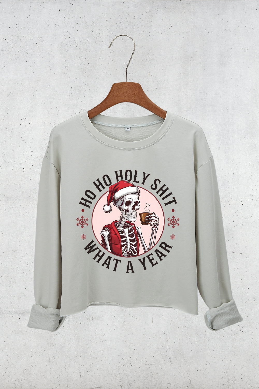 Ho Ho Holy What A Year Crop Sweatshirt For Women