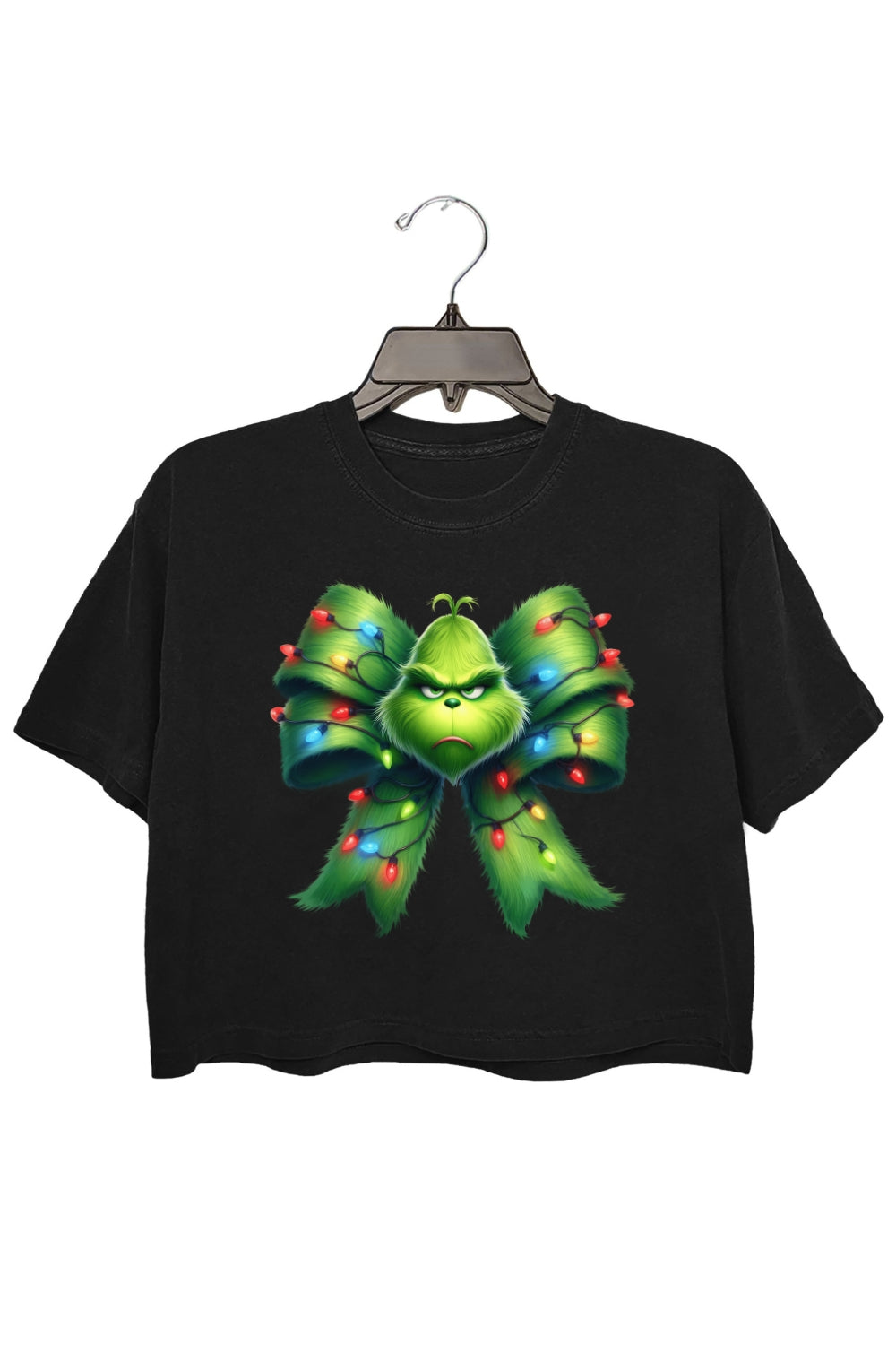 Christmas Green Guy Bow Crop Top For Women