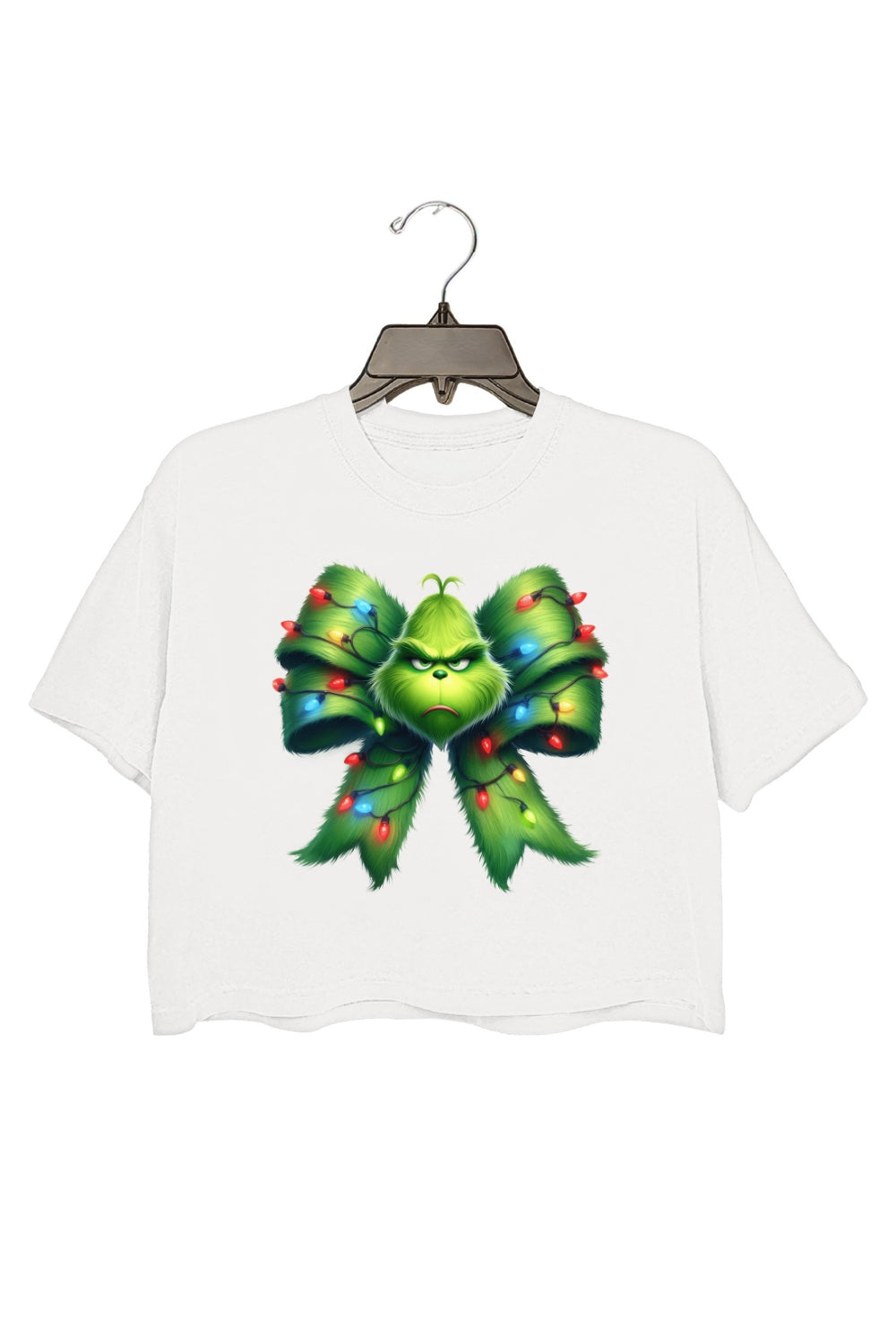 Christmas Green Guy Bow Crop Top For Women