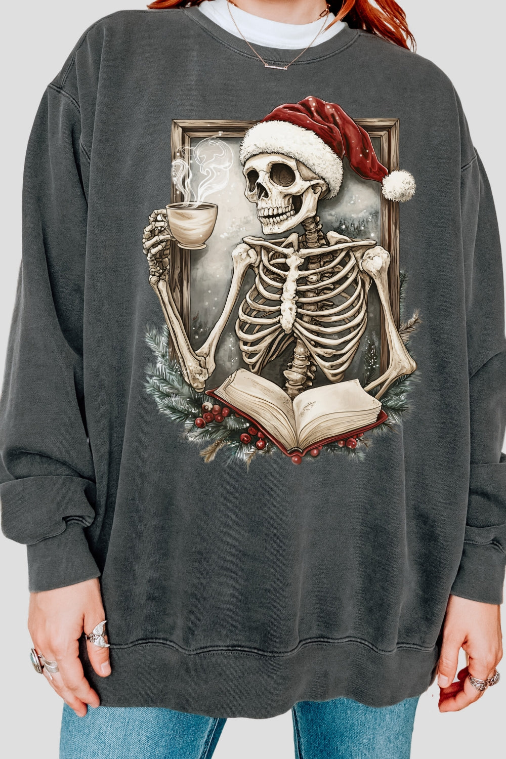 Skeleton Coffee Christmas Sweatshirt For Women