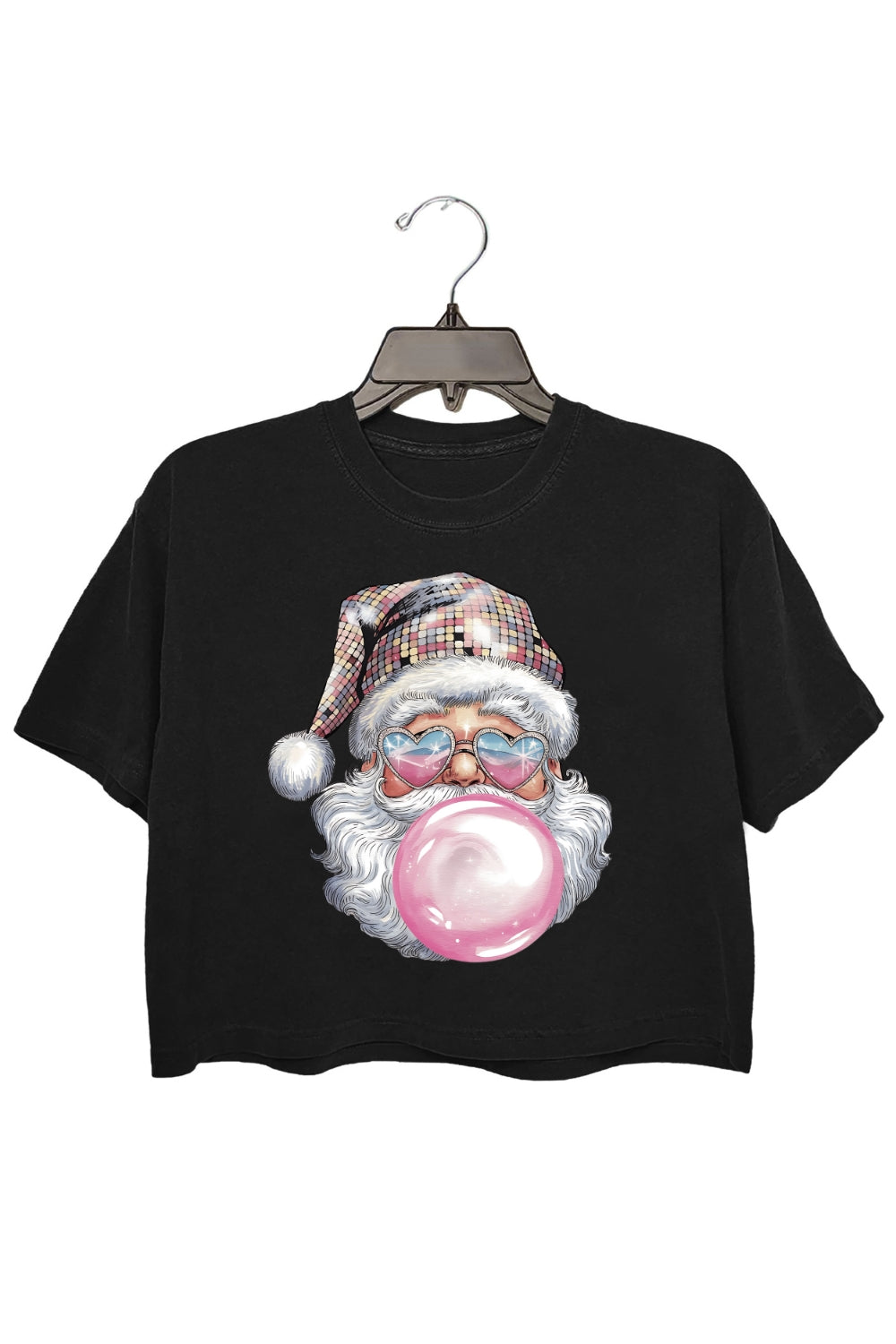 Retro Santa Discoball Bubble Crop Top For Women