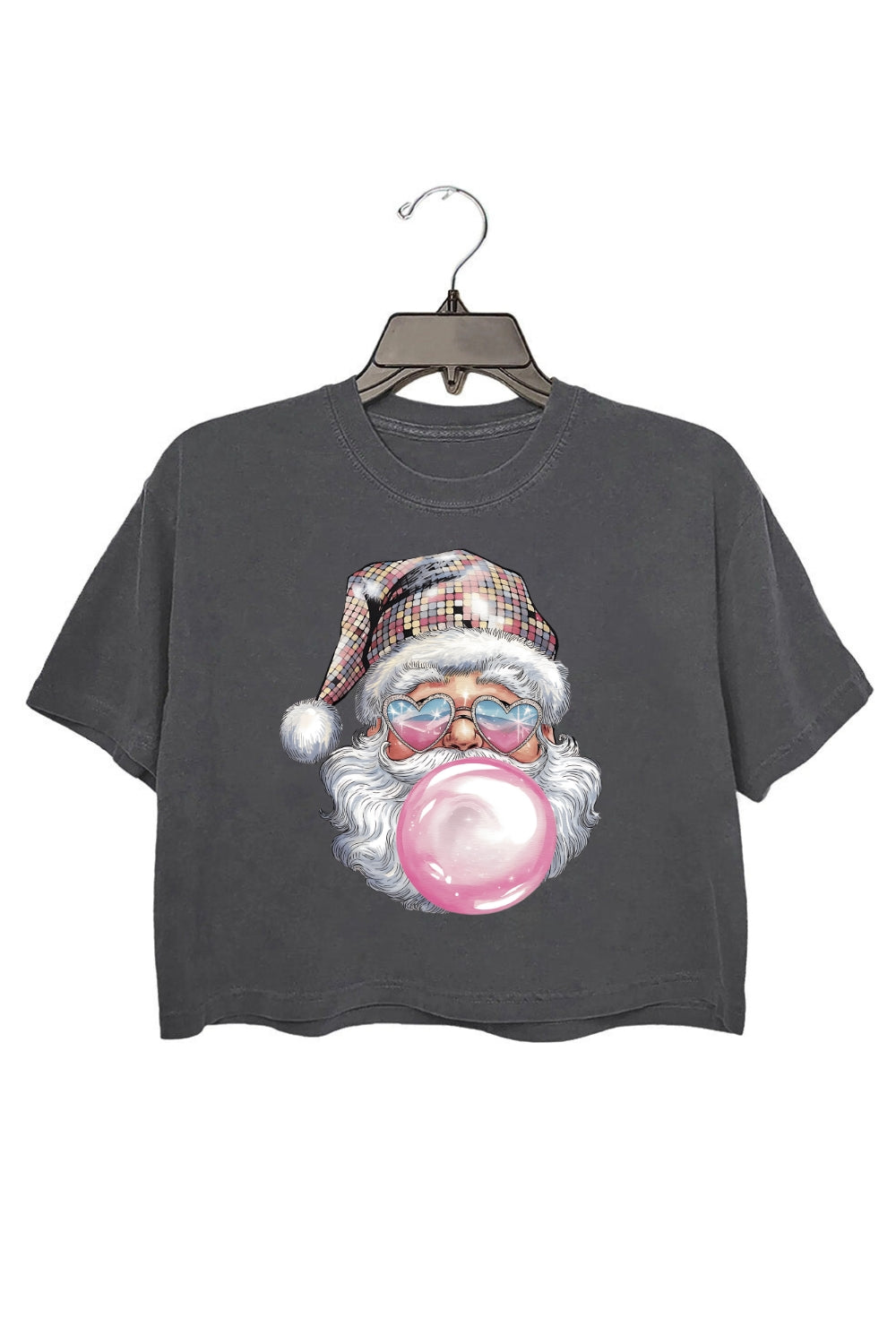 Retro Santa Discoball Bubble Crop Top For Women