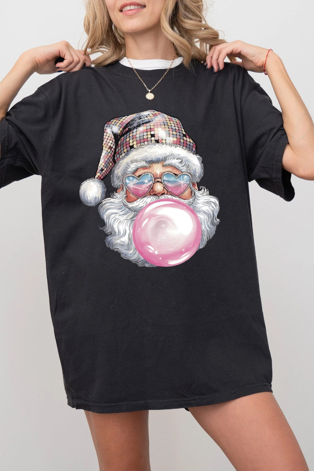 Retro Santa Discoball Bubble Tee For Women