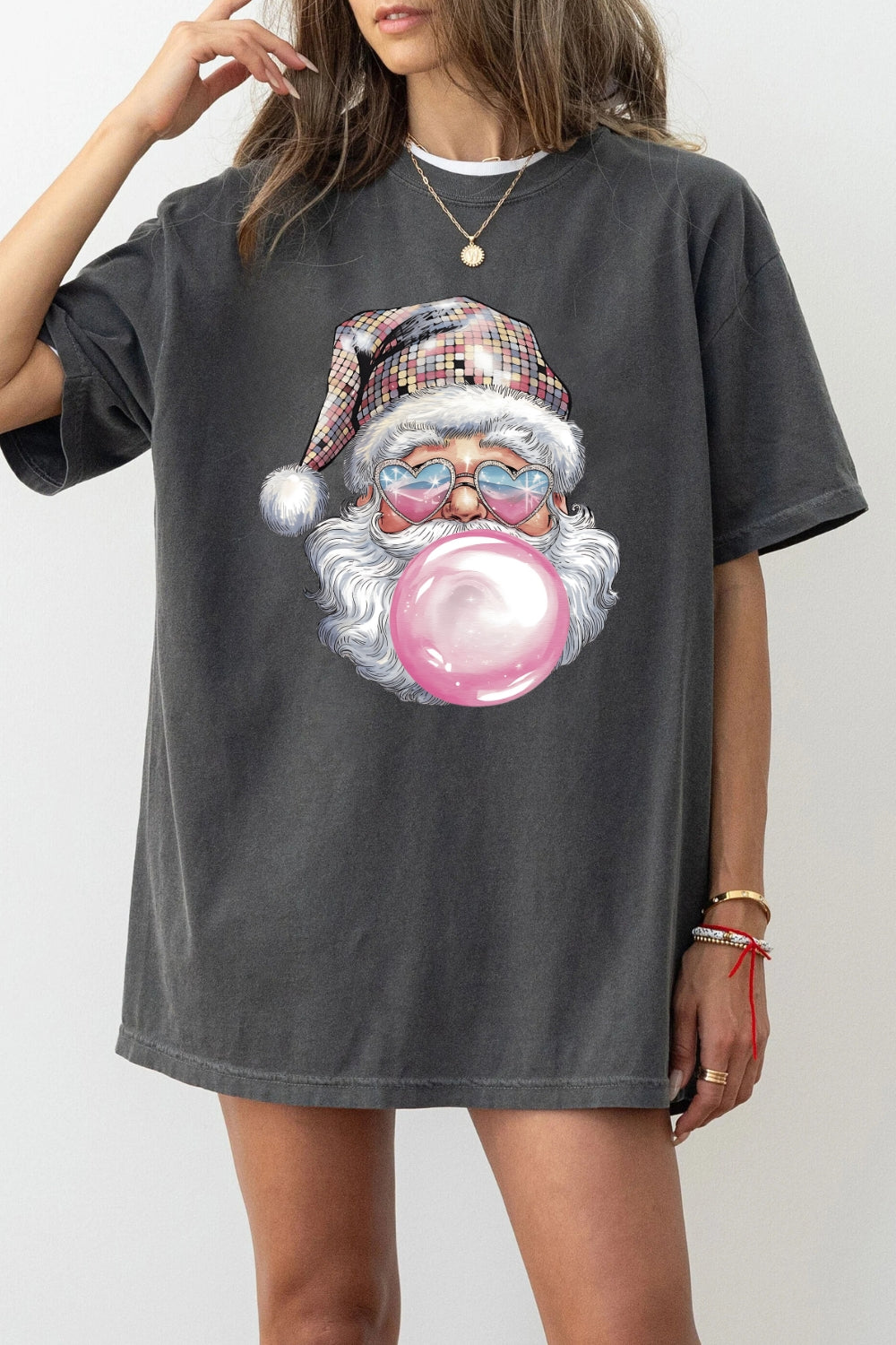 Retro Santa Discoball Bubble Tee For Women