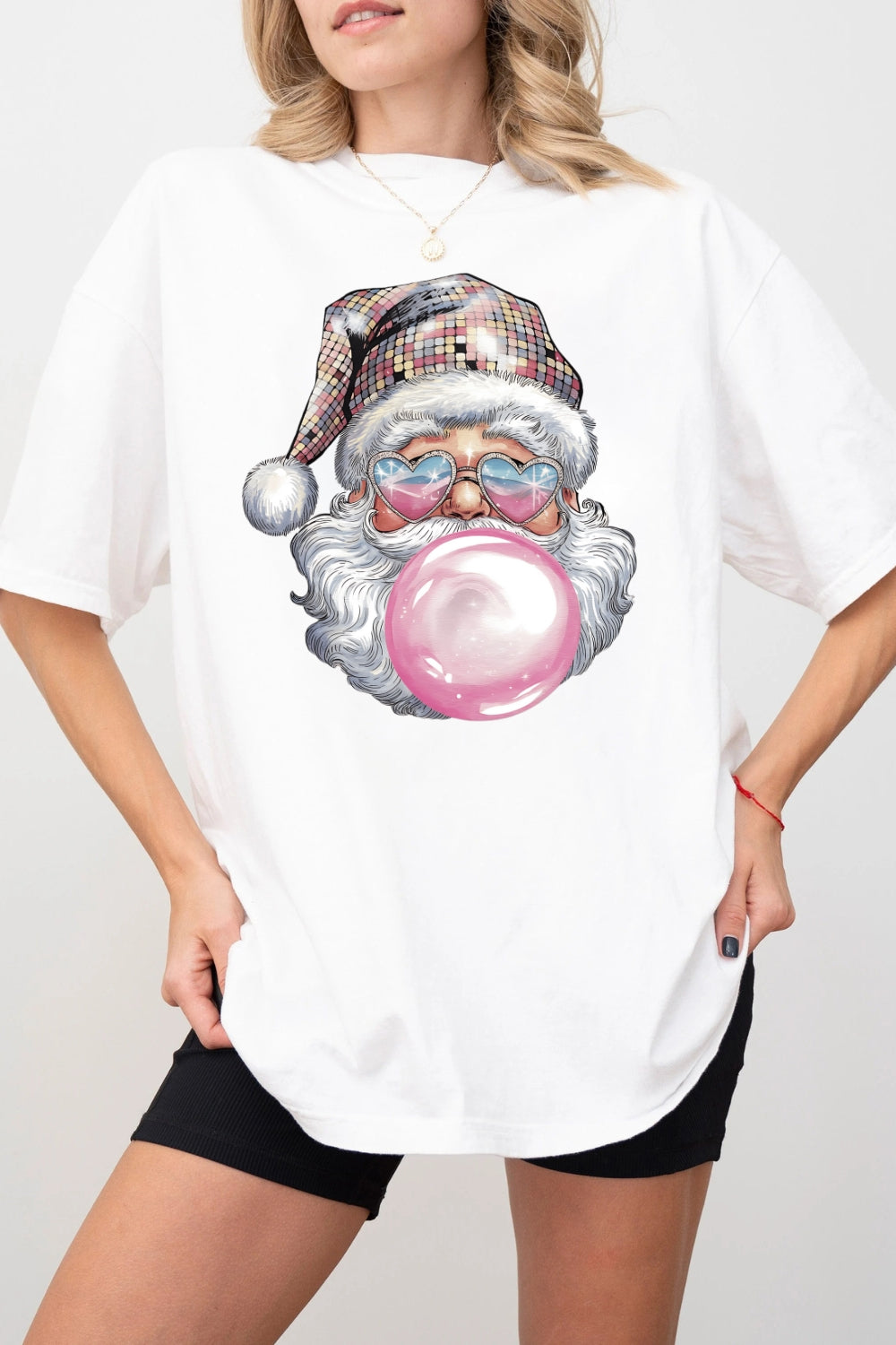 Retro Santa Discoball Bubble Tee For Women
