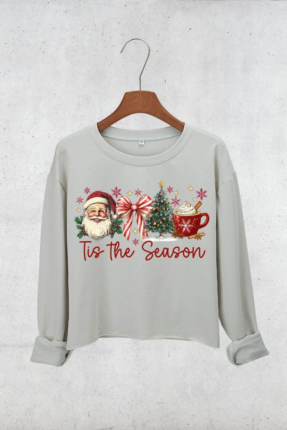 Christmas Tis The Season Crop Sweatshirt For Women