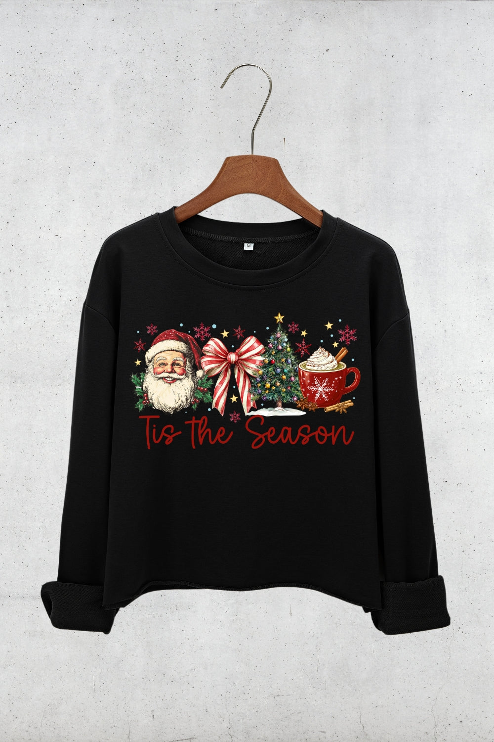Christmas Tis The Season Crop Sweatshirt For Women