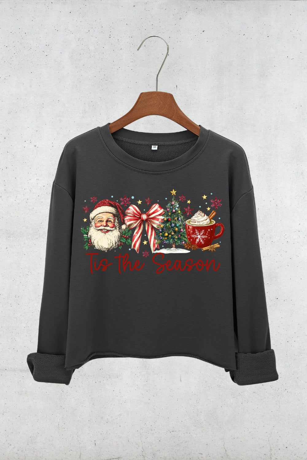 Christmas Tis The Season Crop Sweatshirt For Women