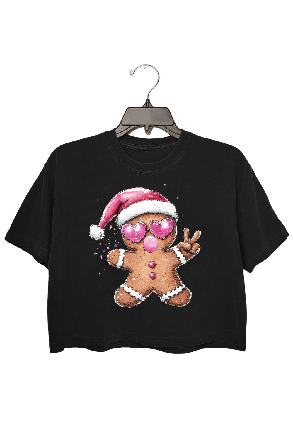 Retro Gingerbread Christmas Blowing Bubble Crop Top For Women