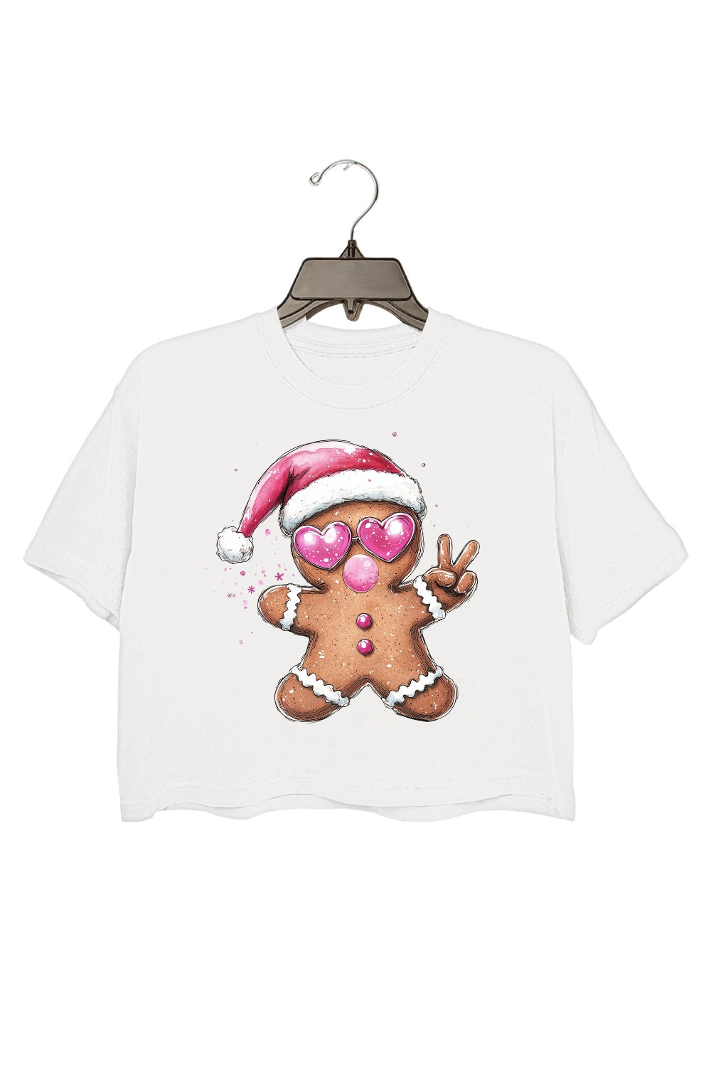 Retro Gingerbread Christmas Blowing Bubble Crop Top For Women