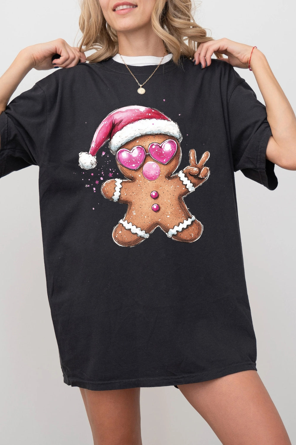 Retro Gingerbread Christmas Blowing Bubble Tee For Women
