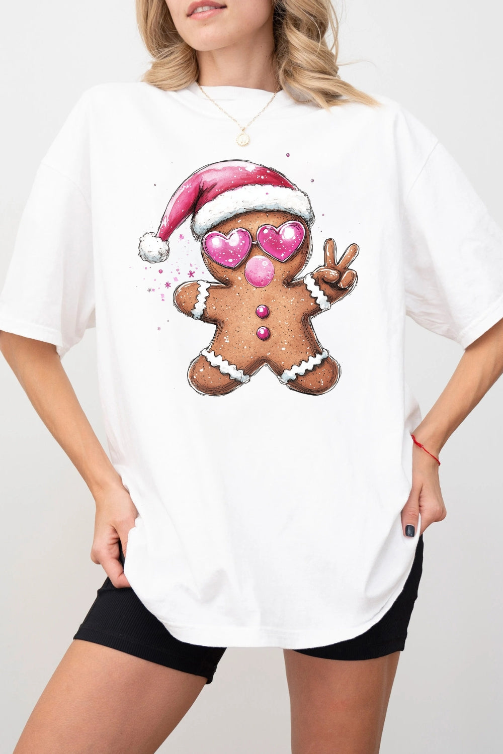 Retro Gingerbread Christmas Blowing Bubble Tee For Women