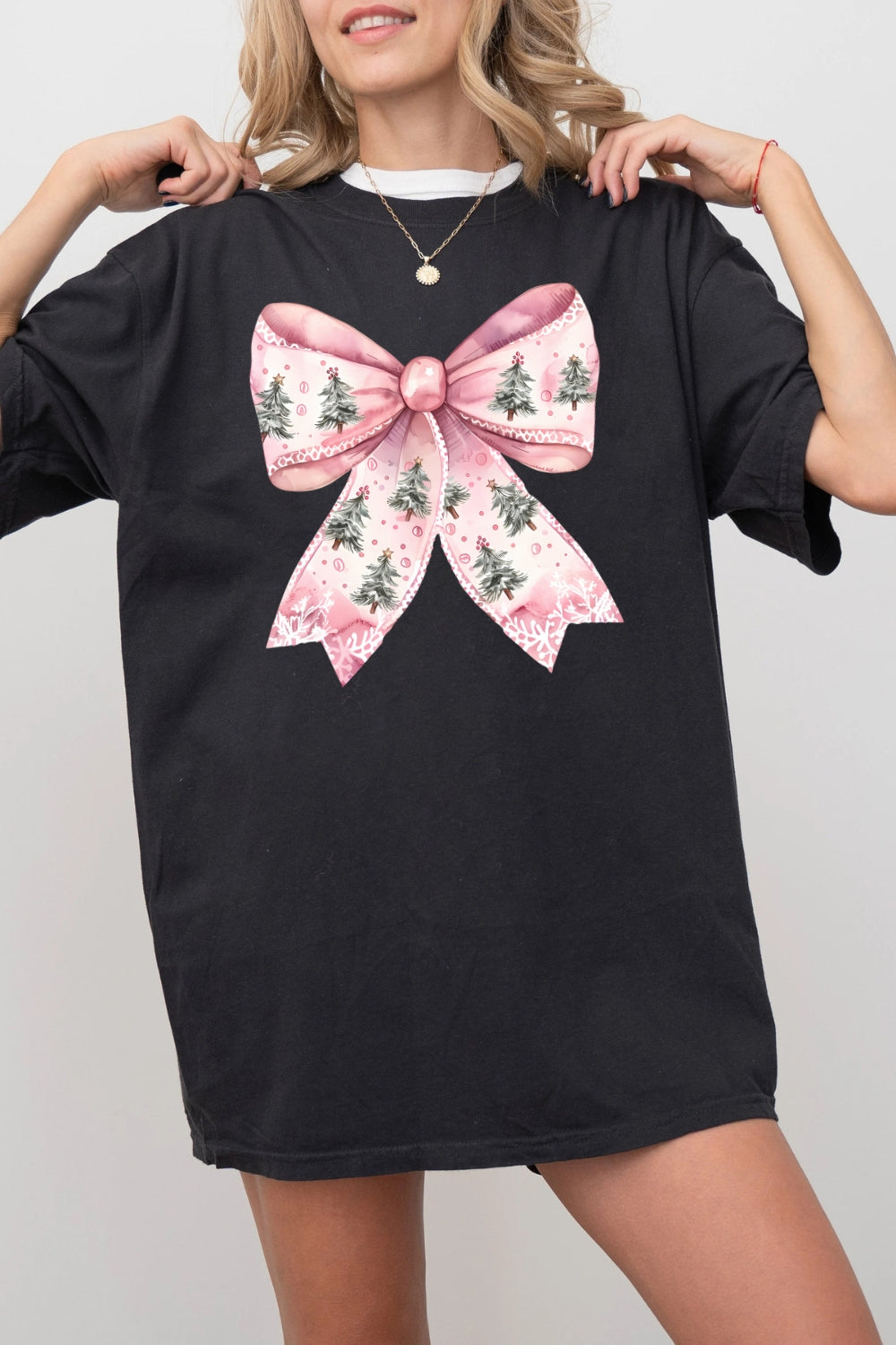 Christmas Trees Bow Tee For Women