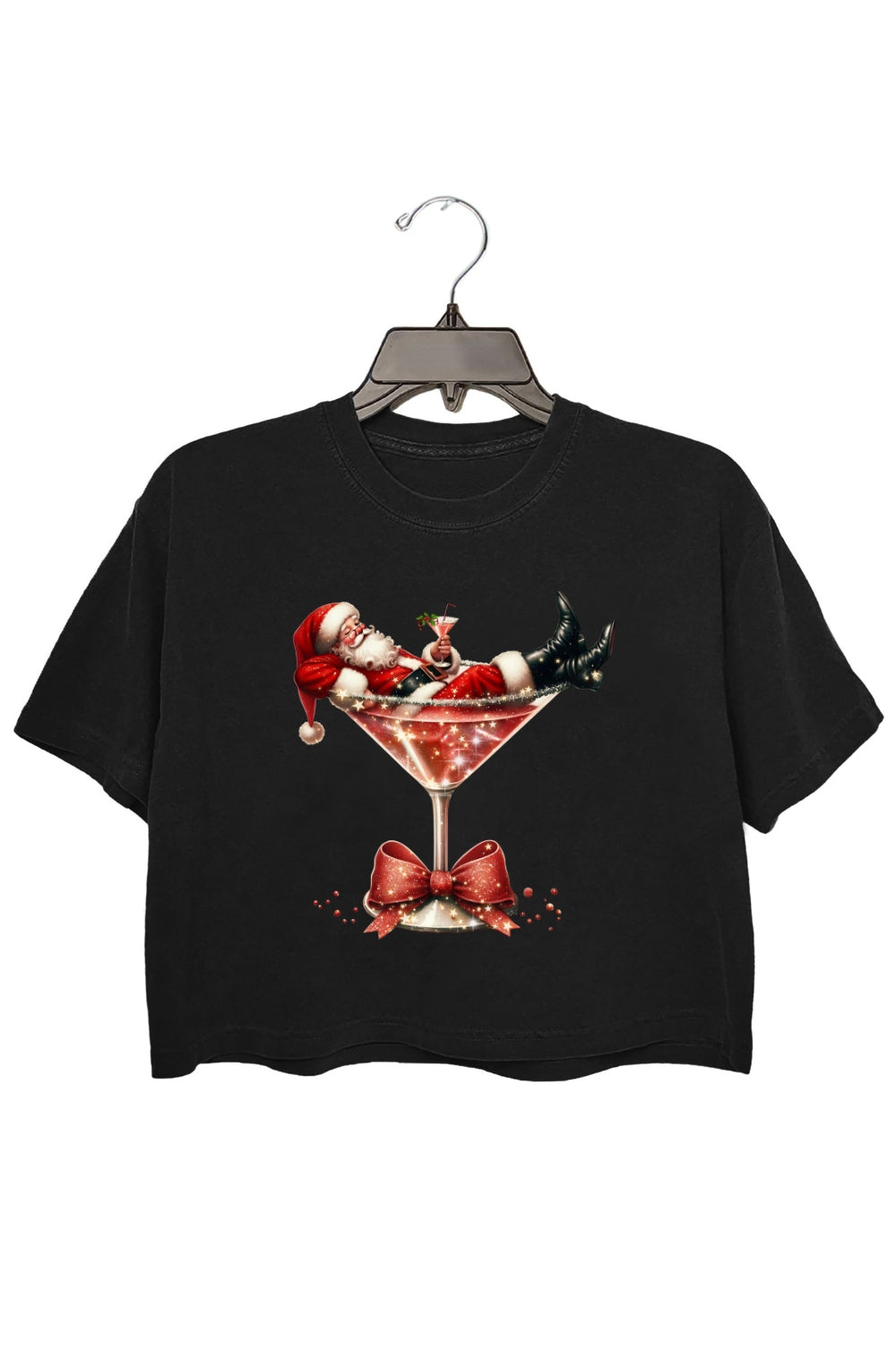Christmas Santa Martini Crop Top For Women
