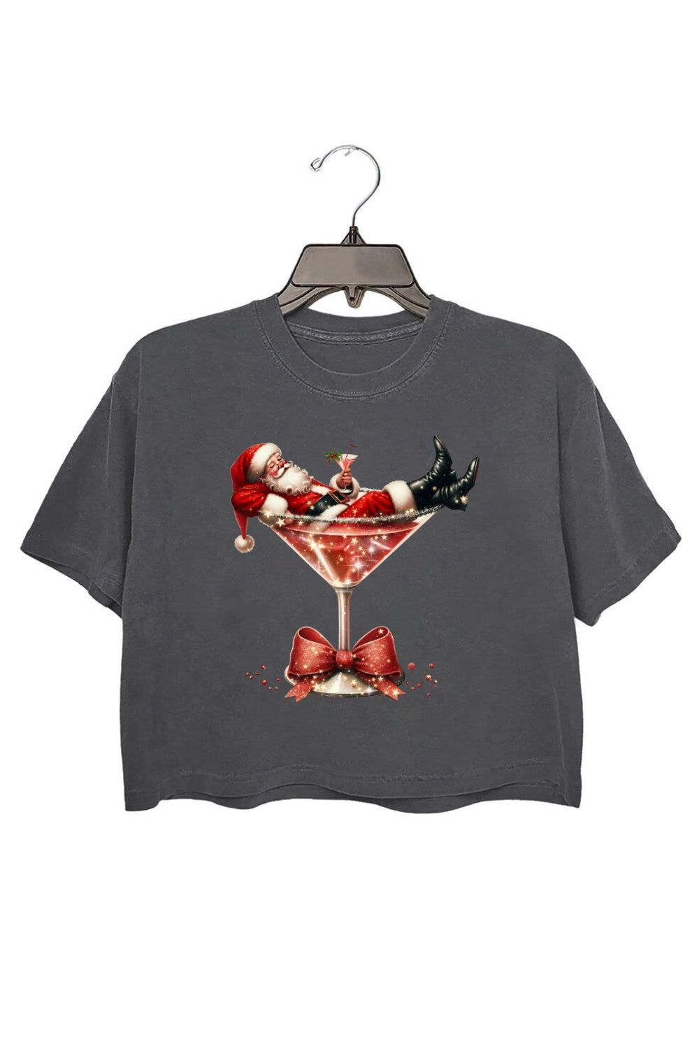 Christmas Santa Martini Crop Top For Women