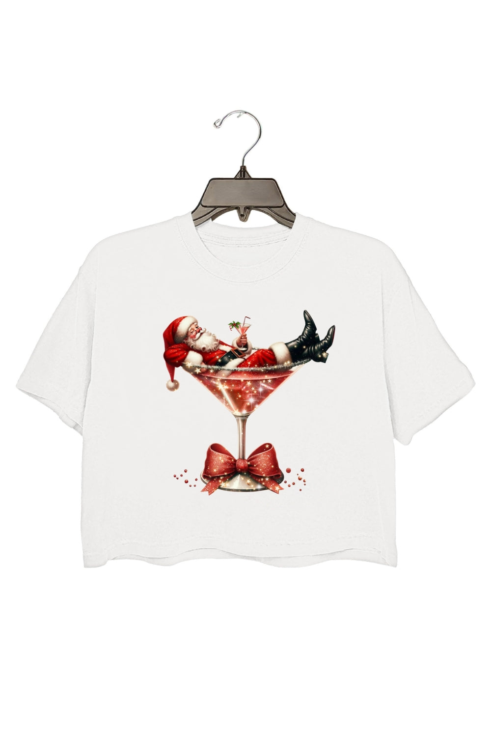 Christmas Santa Martini Crop Top For Women