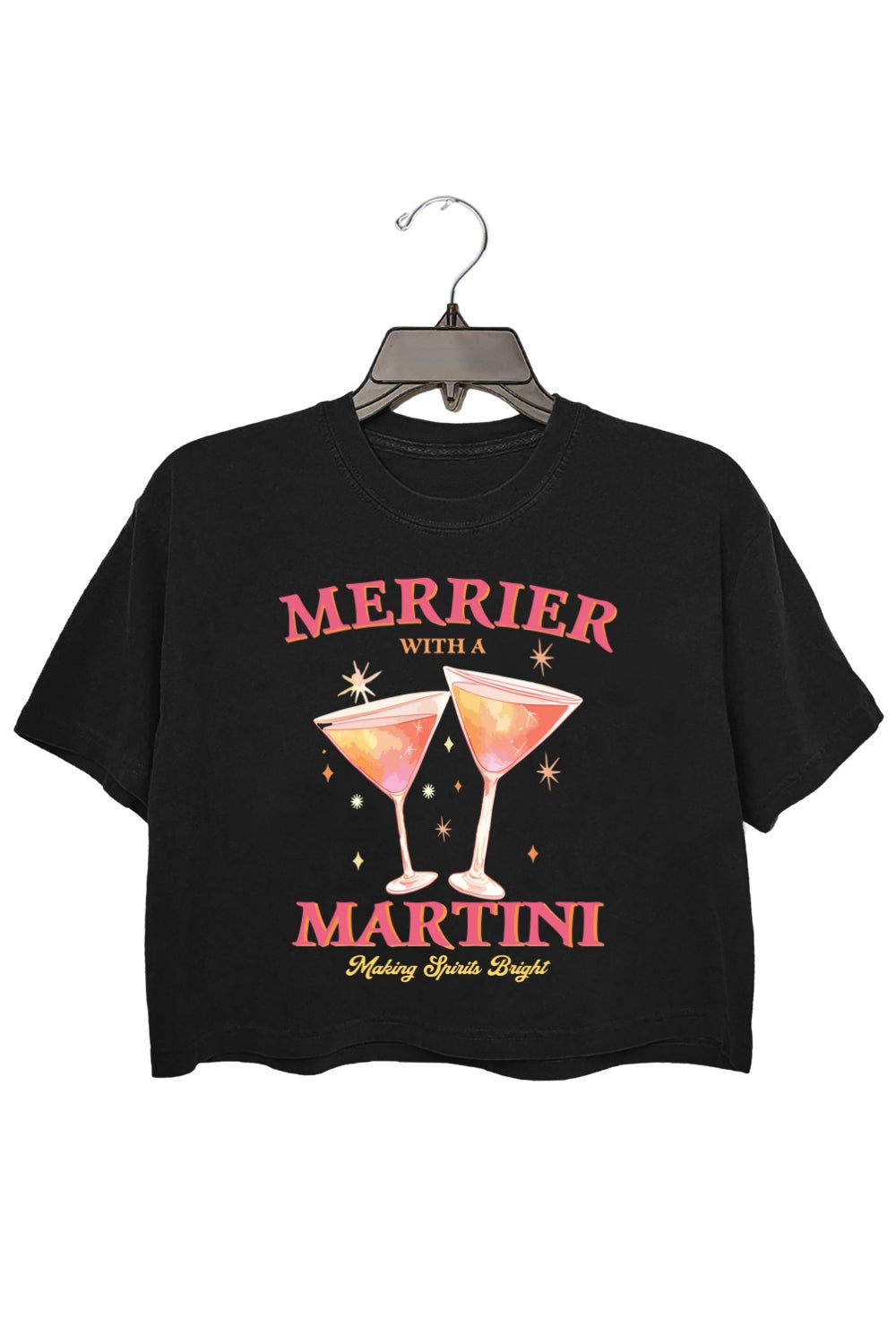 Merrier With A Christmas Martini Crop Top For Women