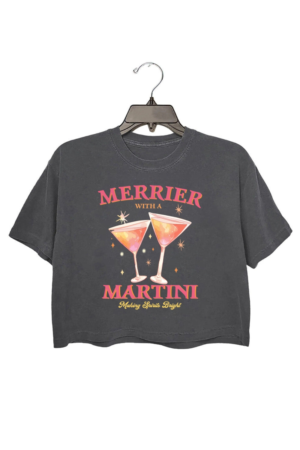 Merrier With A Christmas Martini Crop Top For Women
