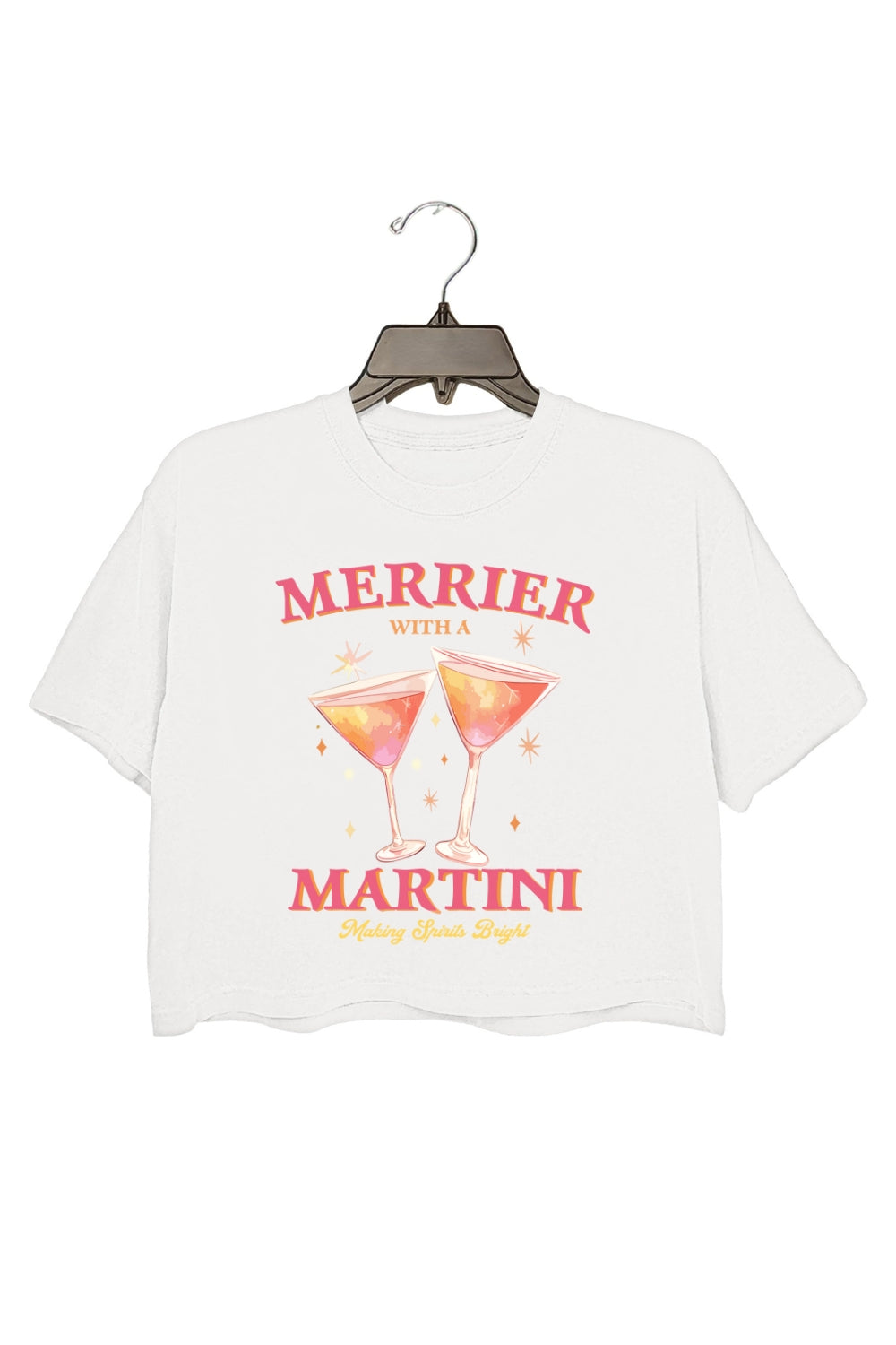 Merrier With A Christmas Martini Crop Top For Women