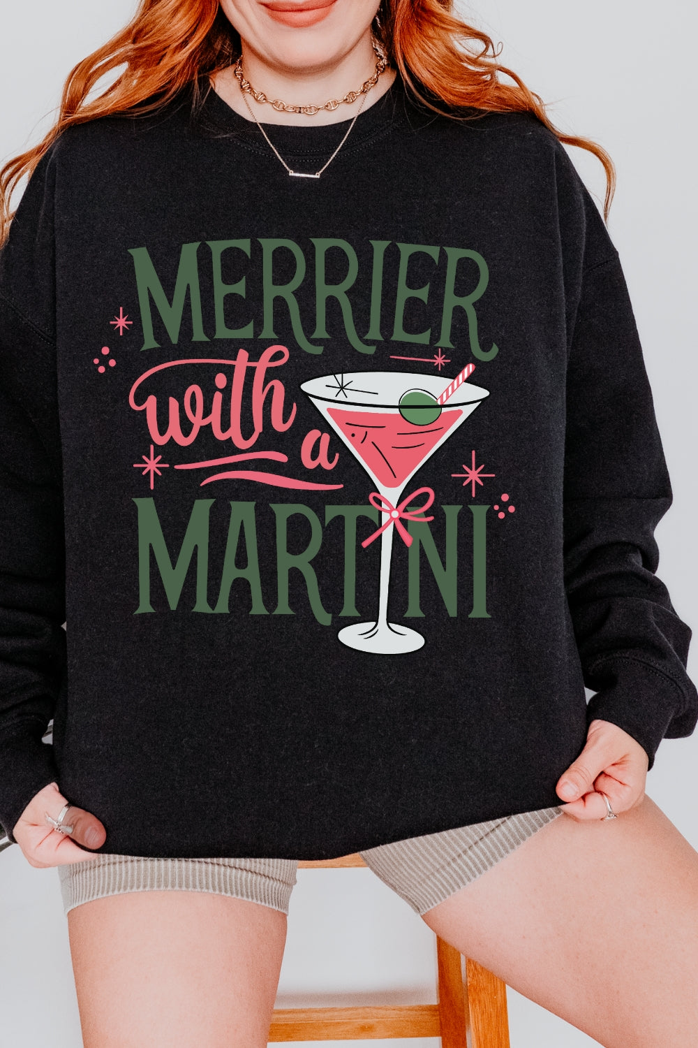 Christmas Cocktail Martini Sweatshirt For Women