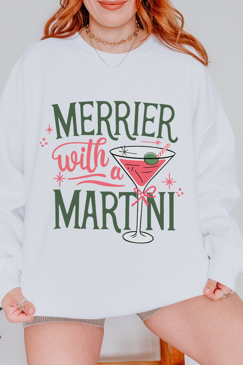 Christmas Cocktail Martini Sweatshirt For Women
