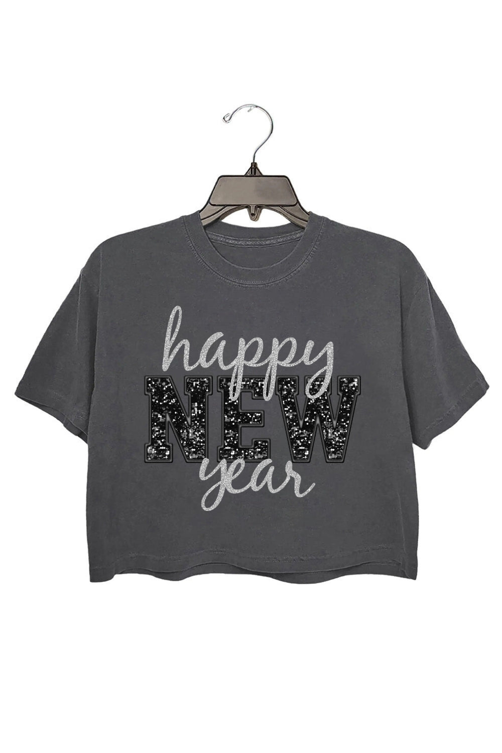 Happy New Year Glitter Crop Top For Women