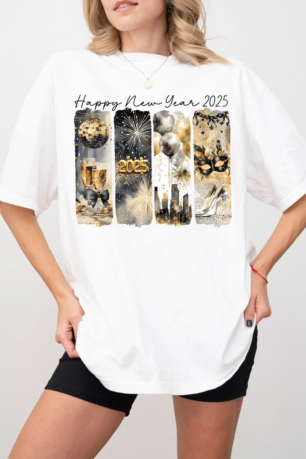Retro Happy New Year 2025 Tee For Women