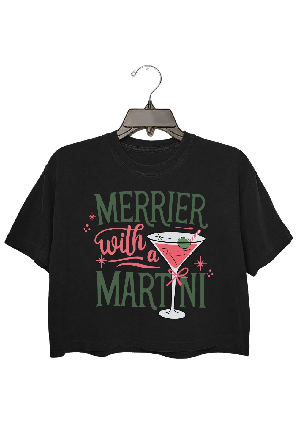 Christmas Cocktail Martini Crop Top For Women