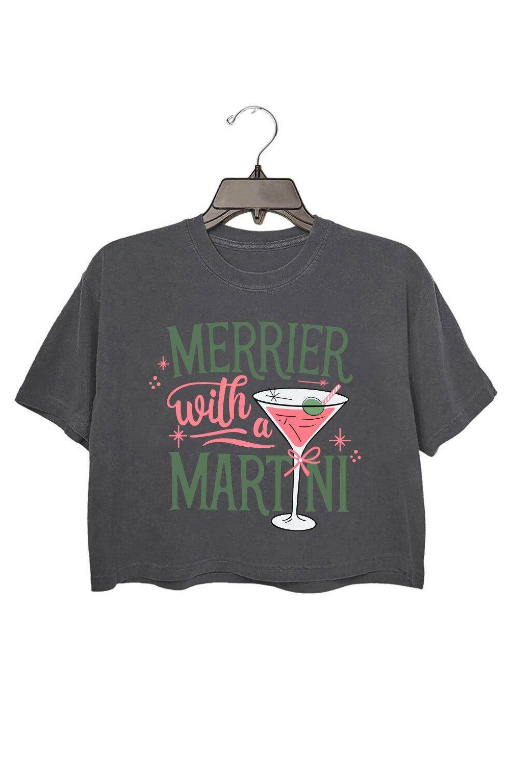 Christmas Cocktail Martini Crop Top For Women