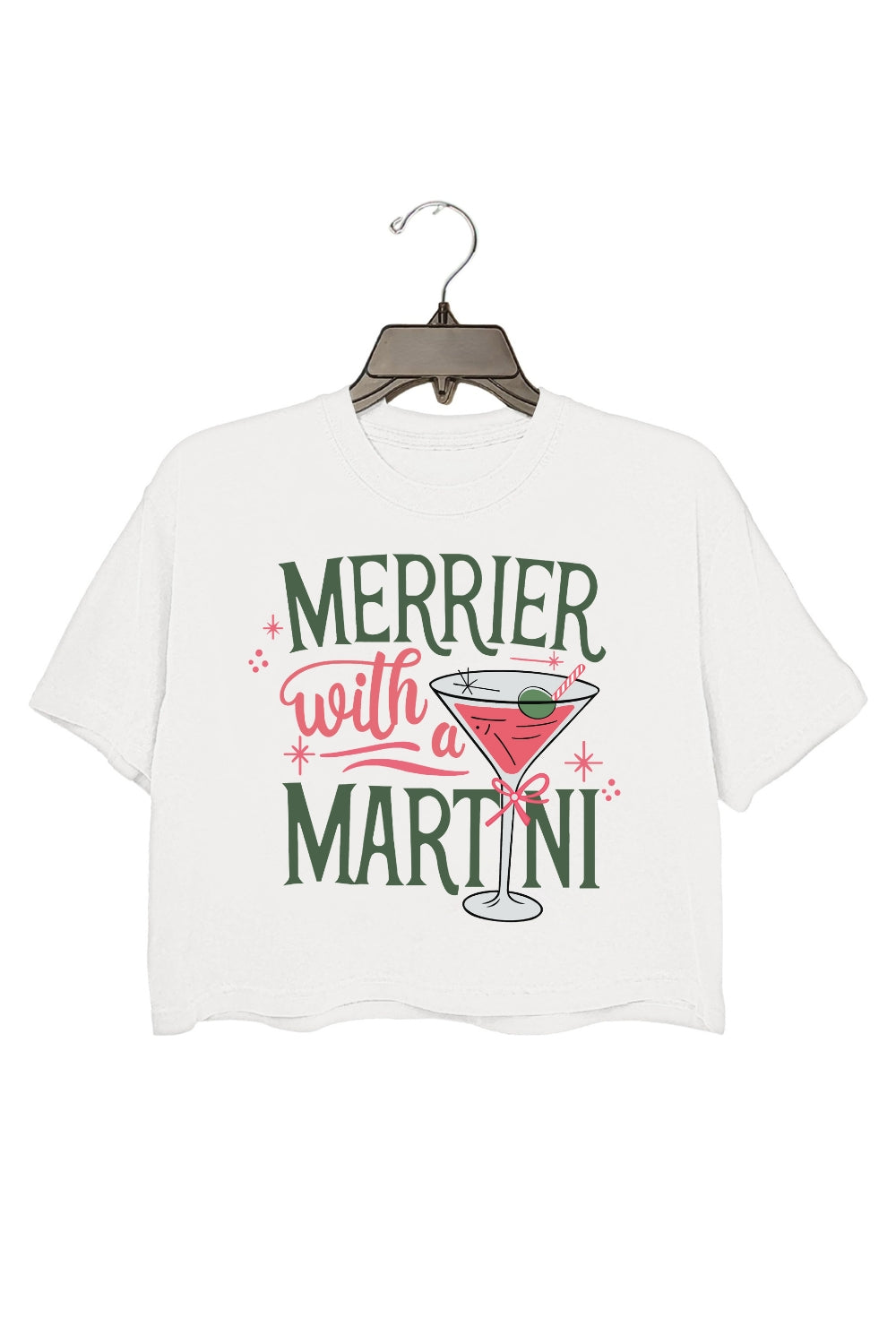 Christmas Cocktail Martini Crop Top For Women