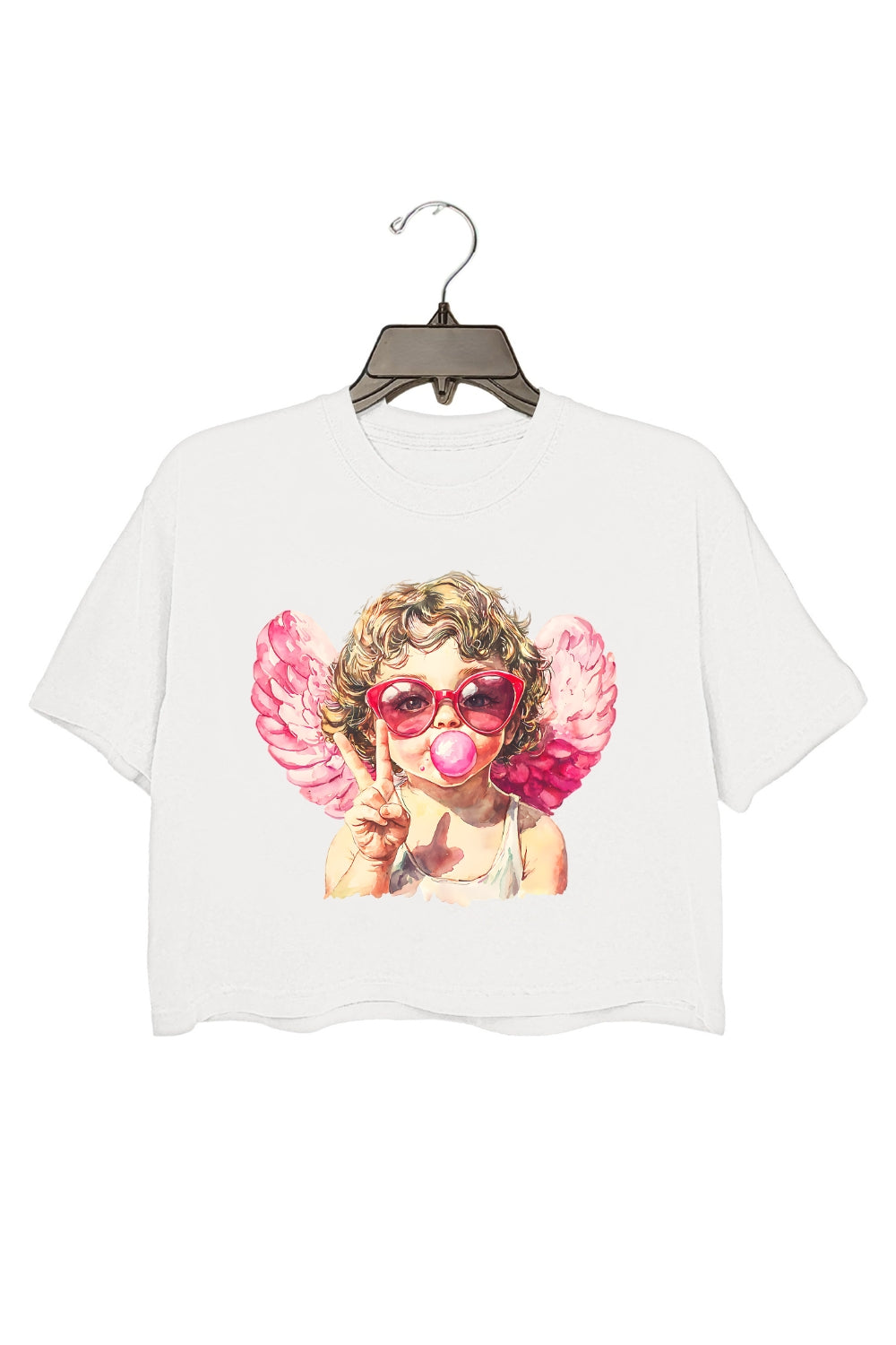 Retro Cupid Blowing Bubble Crop Top For Women