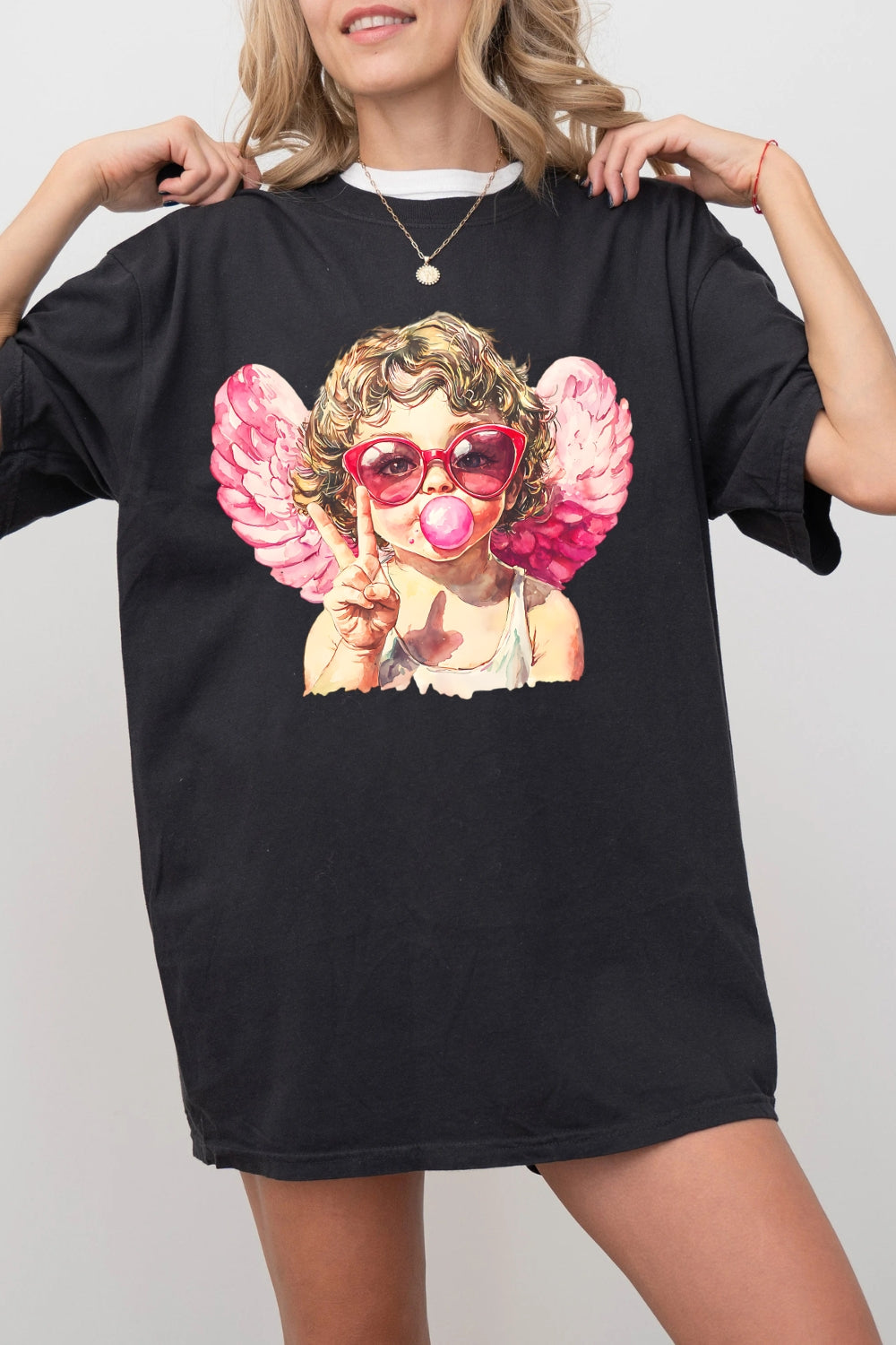 Retro Cupid Blowing Bubble Tee For Women