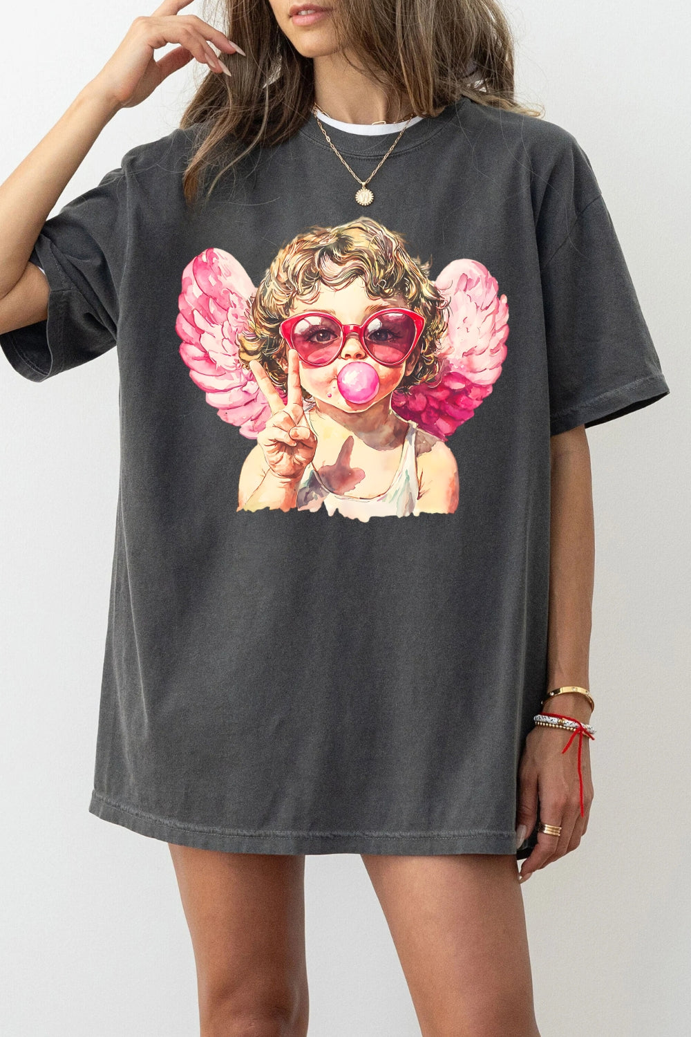 Retro Cupid Blowing Bubble Tee For Women