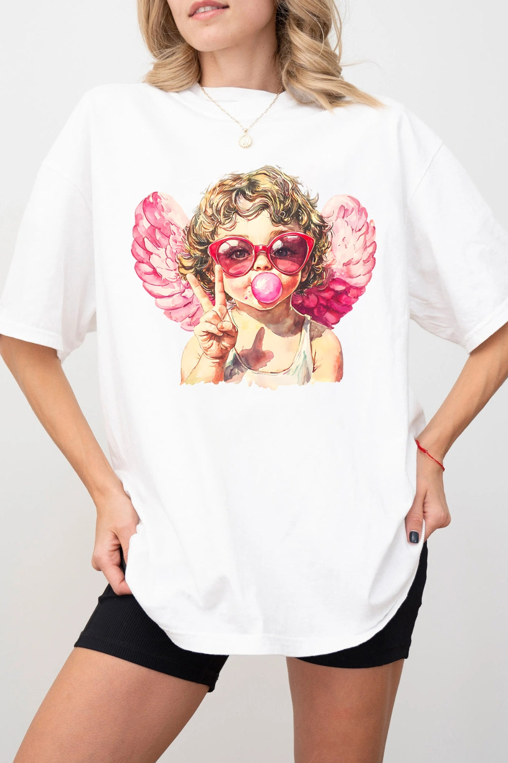 Retro Cupid Blowing Bubble Tee For Women