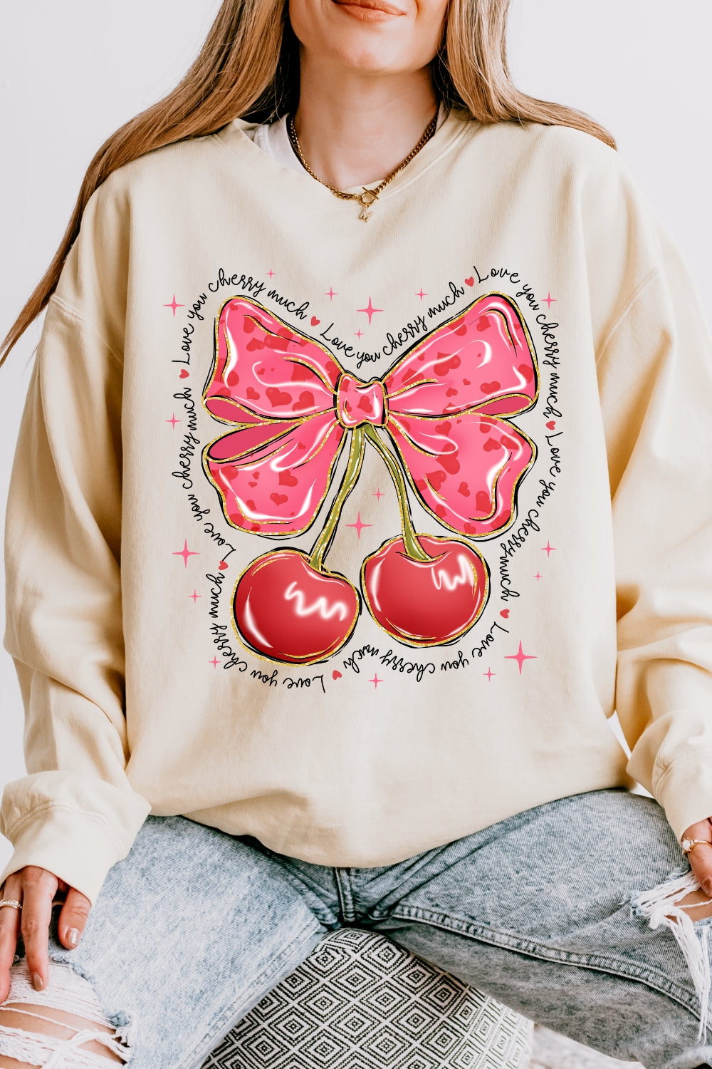 Love You Cherry Much Valentine Sweatshirt For Women