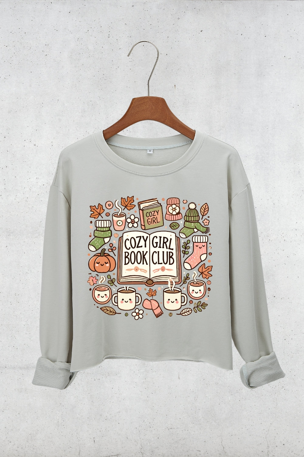 Cozy Girl Book Club Crop Sweatshirt For Women