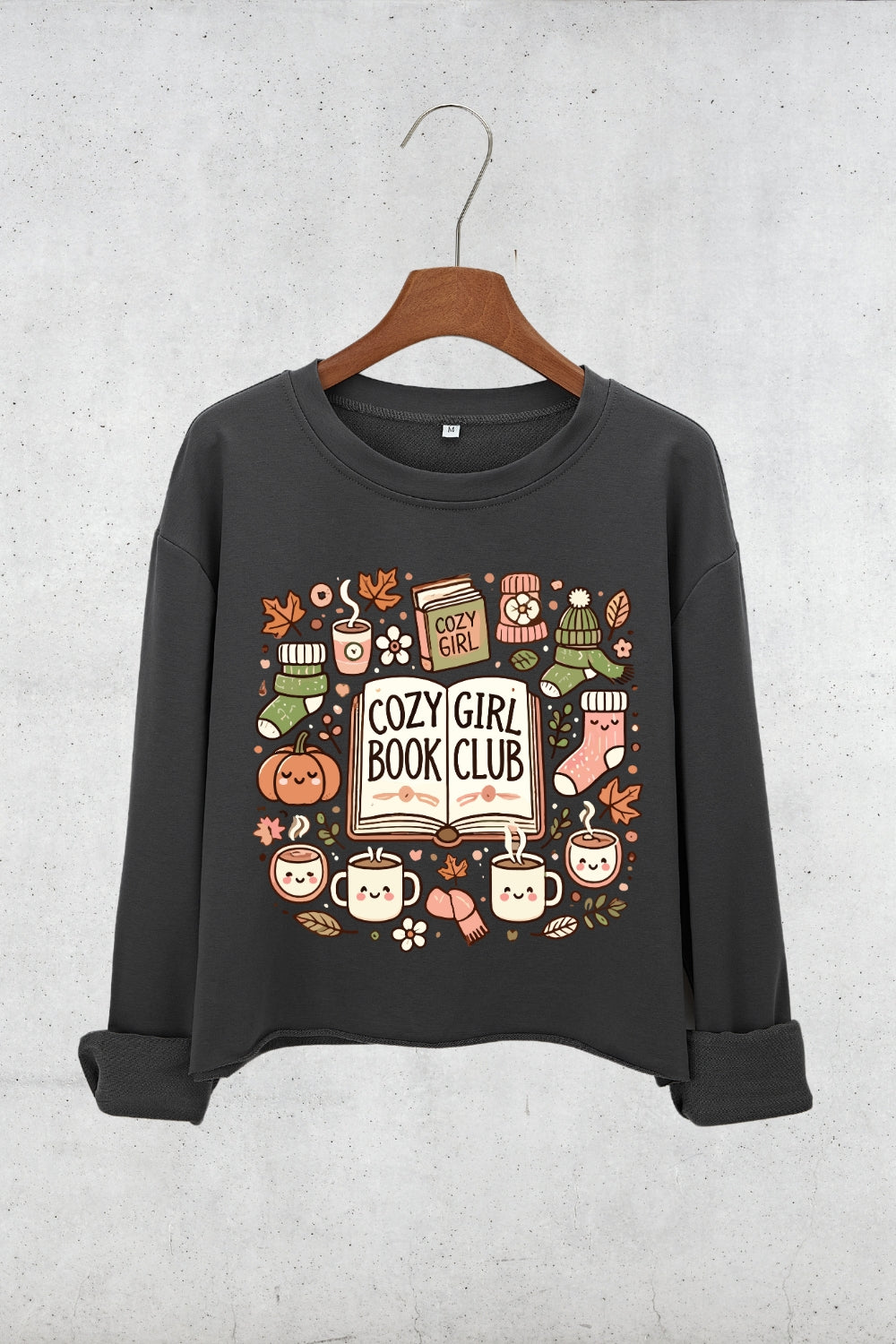 Cozy Girl Book Club Crop Sweatshirt For Women
