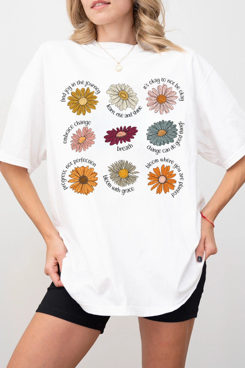 Retro Flower Saying Tee For Women
