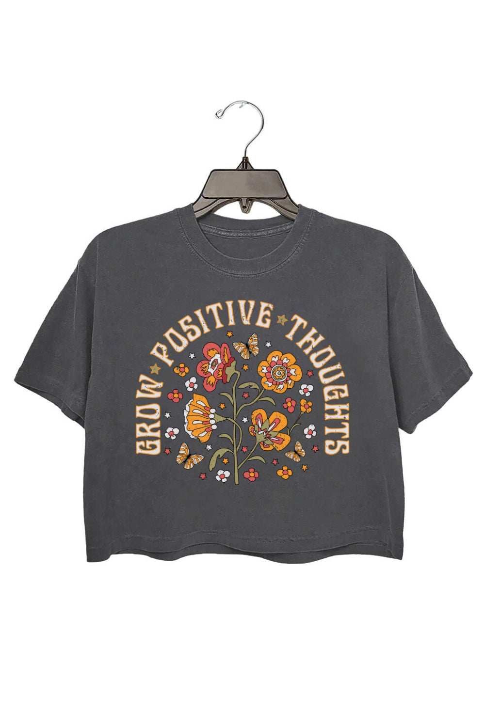 Grow Positive Thoughts Flowers Crop Top For Women