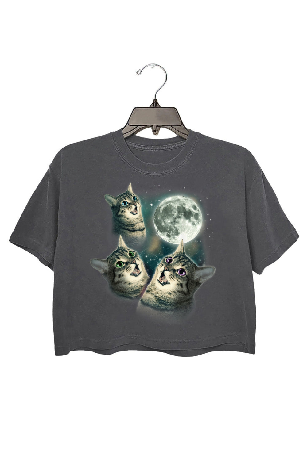 Three Cats Howling At The Moon Crop Top For Women