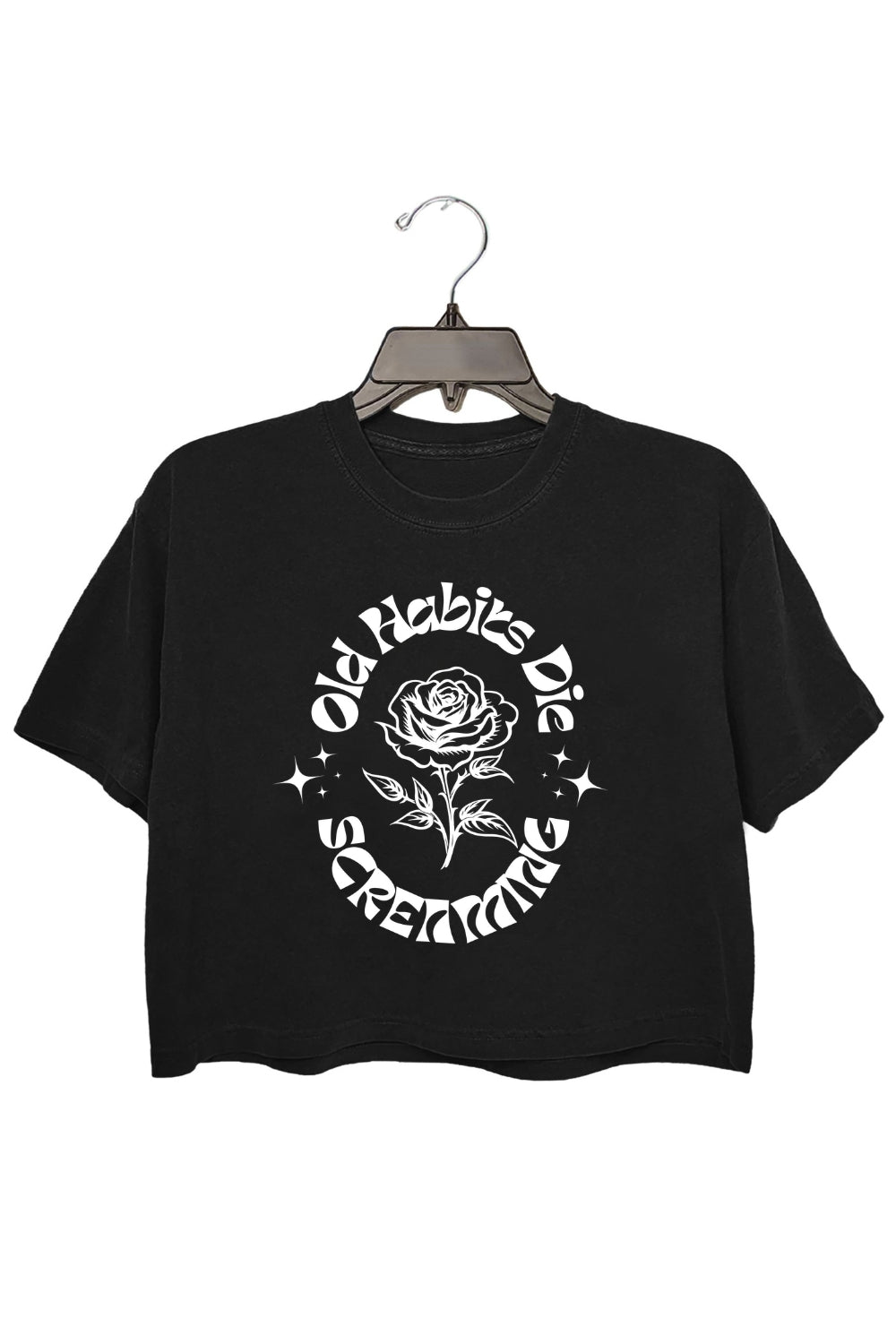 Old Habits Die Screaming Crop Top For Women