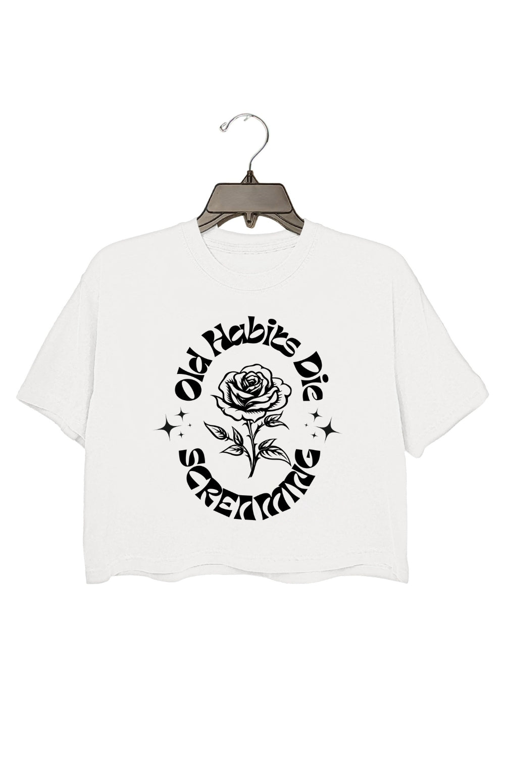 Old Habits Die Screaming Crop Top For Women