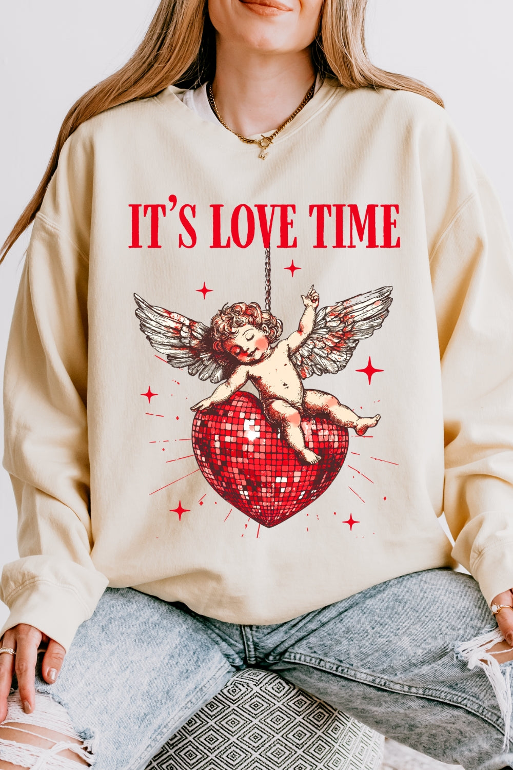 It's Love Time Cupid Sweatshirt For Women