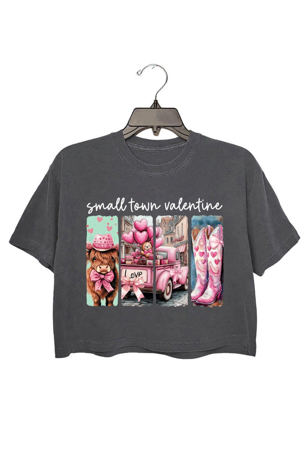 Small Town Valentines Western Crop Top For Women