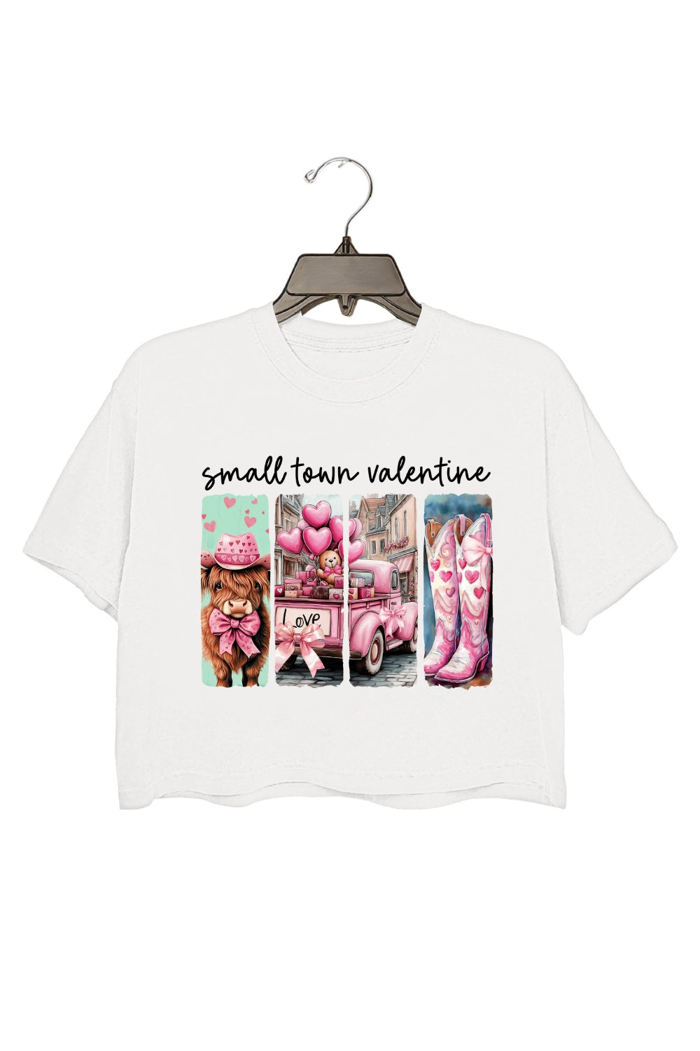 Small Town Valentines Western Crop Top For Women